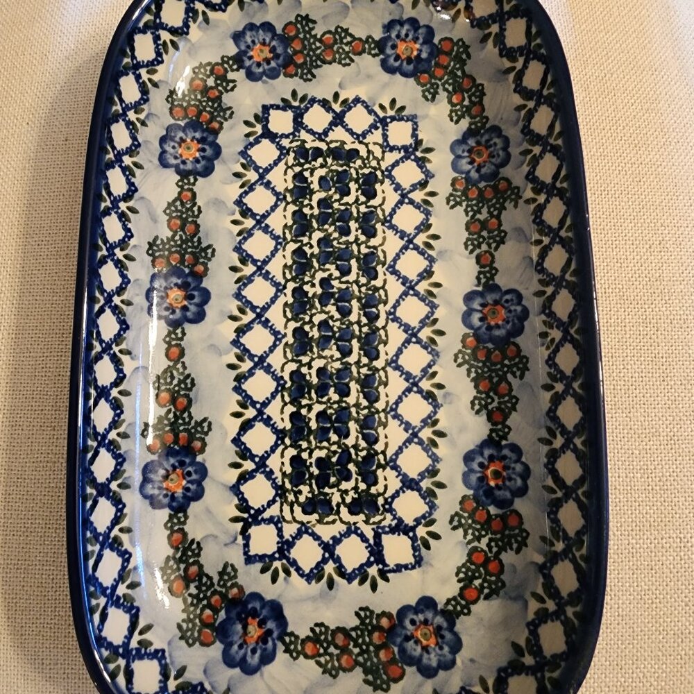 UNIKAT 1473 POLISH POTTERY TRAY 10X6